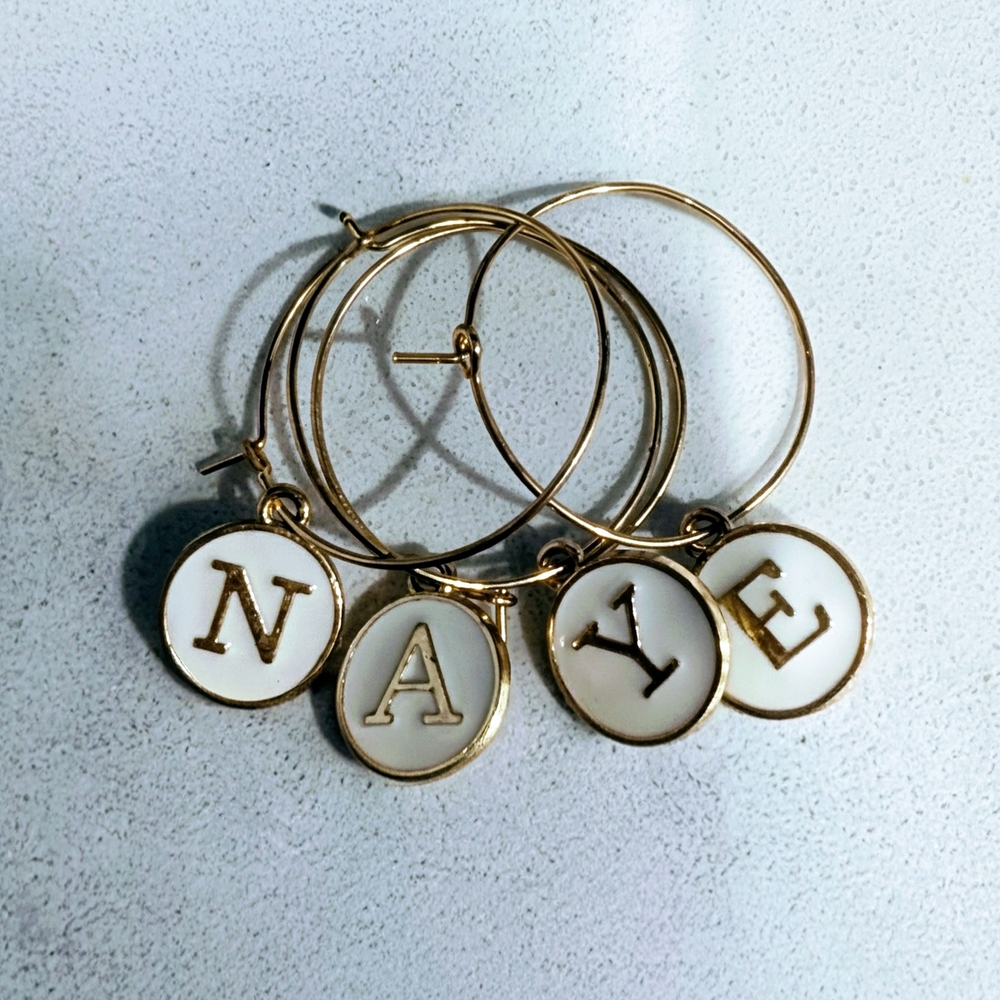 Gold & White Enamel Double Sided Charms - A, B, F, G, I, L, Y, P, D, U, E, N
